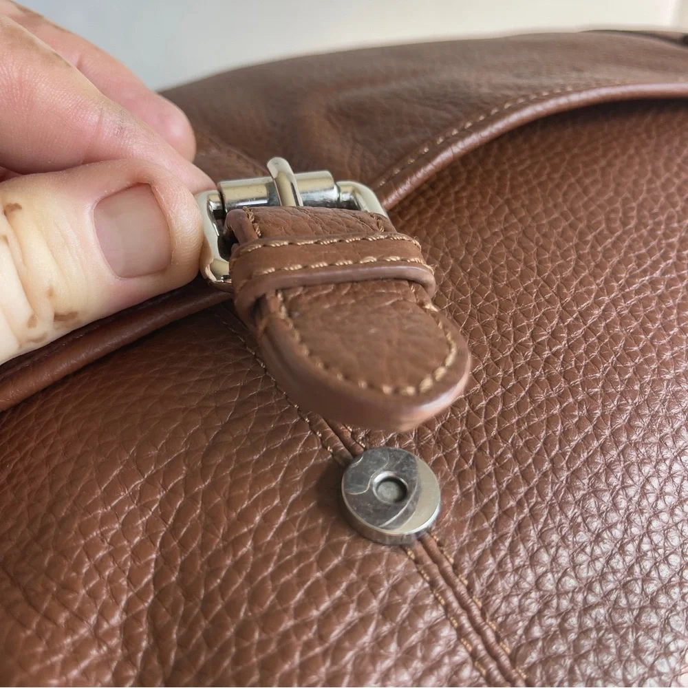 Cole Haan Messenger Leather Bag‎ Flapover Laptop Briefcase Crossbody Brown